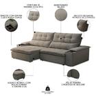 Sofá Retrátil 3 Lugares Com Porta Copo 230cm Malta F05 Veludo