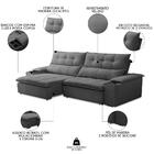 Sofá Retrátil 3 Lugares Com Porta Copo 250cm Malta F05 Veludo