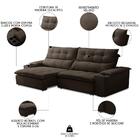 Sofá Retrátil 3 Lugares Com Porta Copo 250cm Malta F05 Veludo