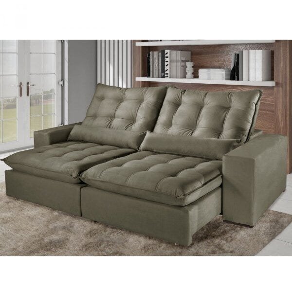 Sofá Retrátil 3 Lugares Da Vinci Mundial Estofados Bege