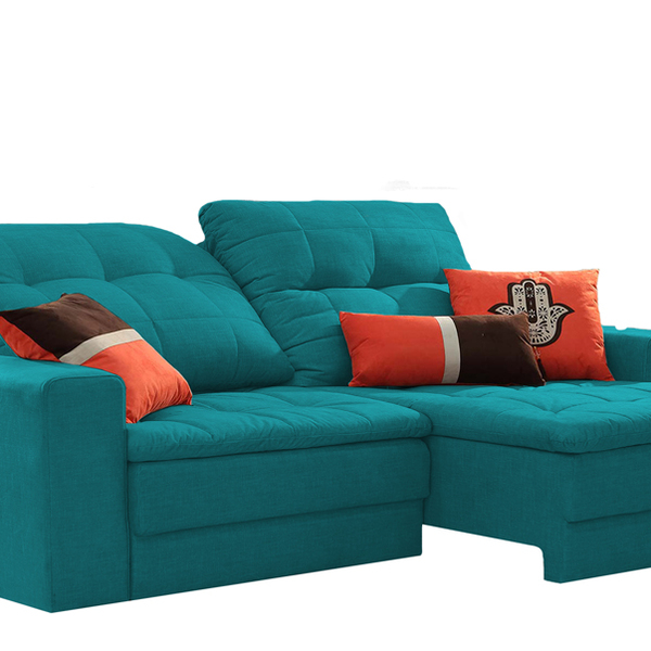 Sofá Retrátil 3 Lugares Esmeralda Em Veludo 2,20 Gemini