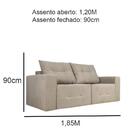 Sofá Retrátil 3 Lugares Itália Veludo Bege 1,85m