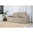Sofá Retrátil 3 Lugares Itália Veludo Bege 1,85m