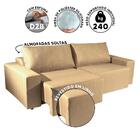 Sofá Retrátil 3 Lugares Linho Bege Claro Danúbio Shop Jm