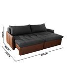 Sofá Retrátil 3 Lugares Linho Cinza Escuro Corino Caramelo Co