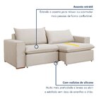 Sofá Retrátil 3 Lugares Linho Cru Barcelona Assento D28 200cm
