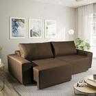 Sofá Retrátil 3 Lugares Linho Tabaco Danúbio Shop Jm