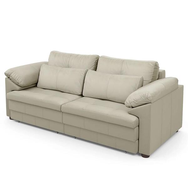 Sofá Retrátil 3 Lugares Para Sala 250cm Dijon Couro Creme...