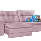Sofá Retrátil 3 Lugares Rosé Em Veludo 2m Hydra