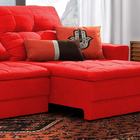 Sofá Retrátil 3 Lugares Vermelho Em Veludo 2,20m Gemini