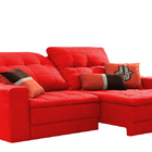 Sofá Retrátil 3 Lugares Vermelho Em Veludo 2,20m Gemini