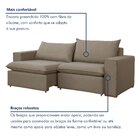 Sofá Retrátil 4 Lugares 2,40m Veludo Bege Barcelona Pés Madei