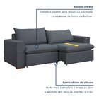 Sofá Retrátil 4 Lugares 2,40m Veludo Cinza Barcelona Pés Made