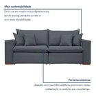 Sofá Retrátil 4 Lugares 2,40m Veludo Cinza Barcelona Pés Made