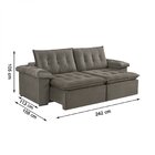 Sofá Retrátil 4 Lugares 242cm Itaguaí Prime Estofart Bege/esc