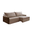 Sofá Retrátil 4 Lugares 250cm Braço Em Corino Com Usb Linho S