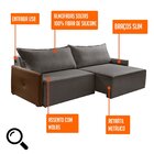 Sofá Retrátil 4 Lugares 250cm Braço Em Corino Com Usb Linho S