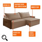 Sofá Retrátil 4 Lugares 250cm Braço Em Corino Com Usb Linho S