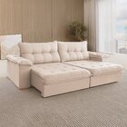Sofá Retrátil 4 Lugares 250cm Linho Muriaé Bege