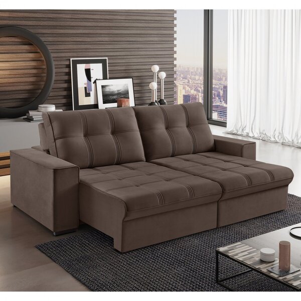 Sofá Retrátil 4 Lugares 250cm Palace Marrom