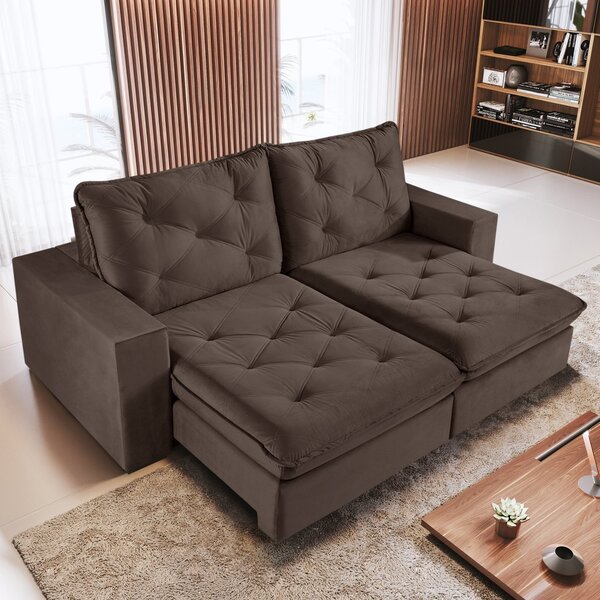 Sofá Retrátil 4 Lugares 250cm Solar  Marrom