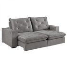 Sofá Retrátil 4 Lugares 250cm Solar Com Usb  Cinza Claro