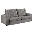 Sofá Retrátil 4 Lugares 250cm Solar Com Usb  Cinza Claro