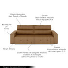 Sofá Retrátil 4 Lugares 264cm 2 Módulos Nero Couro Caramelo G