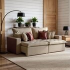 Sofá Retrátil 4 Lugares 280cm Linho Siena  Bege/marrom