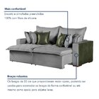 Sofá Retrátil 4 Lugares 280cm Linho Siena  Cinza/verde