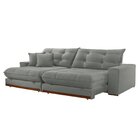 Sofá Retrátil 4 Lugares 290cm Linho Belize Cinza