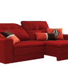 Sofá Retrátil 4 Lugares Bordô Em Veludo 2,40m Gemini