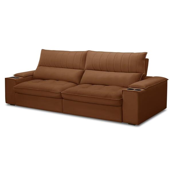 Sofá Retrátil 4 Lugares Com Porta Copo 280cm Andes F05 Veludo