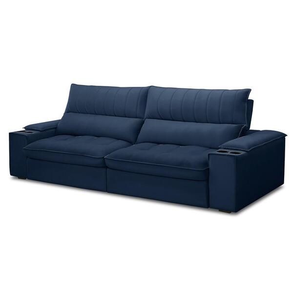 Sofá Retrátil 4 Lugares Com Porta Copo 280cm Andes F05 Veludo