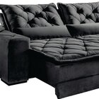 Sofá Retrátil 4 Lugares E Reclinável 2,30m Veludo Cinza   Vel