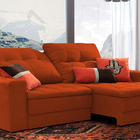 Sofá Retrátil 4 Lugares Ocre Veludo 2,40m Gemini