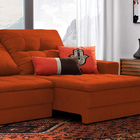 Sofá Retrátil 4 Lugares Ocre Veludo 2,40m Gemini