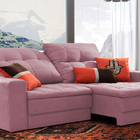 Sofá Retrátil 4 Lugares Rosé Em Veludo 2,40m Gemini