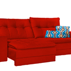 Sofá Retrátil 4 Lugares Vermelho Em Veludo 2,40m Hydra