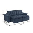 Sofá Retrátil 5 Lugares 302cm Itaguaí Prime Estofart Azul