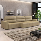 Sofá Retrátil 5 Lugares 314cm 3 Módulos Nero Couro Bege G52 -