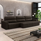 Sofá Retrátil 5 Lugares 314cm 3 Módulos Nero Couro Marrom G52