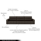 Sofá Retrátil 5 Lugares 314cm 3 Módulos Nero Couro Marrom G52