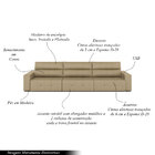 Sofá Retrátil 5 Lugares 344cm 3 Módulos Nero Com Usb Couro Be