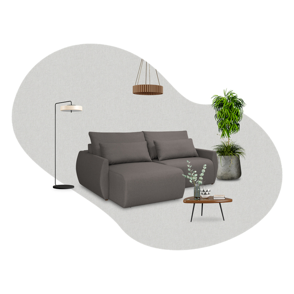 Sofá Retrátil 6 Lugares 2,75m Linea - Suede Cinza