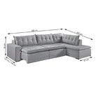 Sofá Retrátil 6 Lugares 296cm Com Chaise A Direita De 91cm Pr