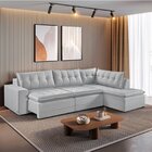 Sofá Retrátil 6 Lugares 296cm Com Chaise A Direita De 91cm Pr