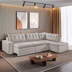 Sofá Retrátil 6 Lugares 315cm Com Chaise A Direita De 91cm Pr