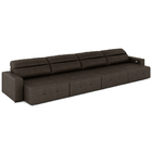 Sofá Retrátil 8 Lugares 484cm 4 Módulos Nero Com Usb Couro Ma