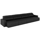 Sofá Retrátil 8 Lugares 484cm 4 Módulos Nero Couro Preto G52